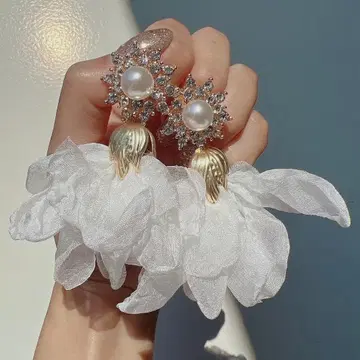 쉬폰 귀걸이 쉬폰 귀찌 브라이덜 액세서리 웨딩 액세서리