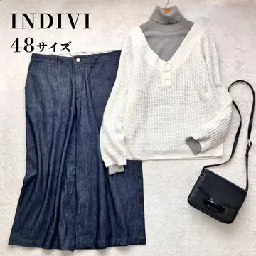 INDIVI 빅 사이즈 48 화이트 니트 4XL 5L 루즈핏 인디비