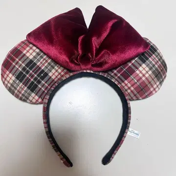 디즈니 머리띠 체크 빨간색