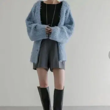 mystic 울 혼방 샤기 니트 가디건