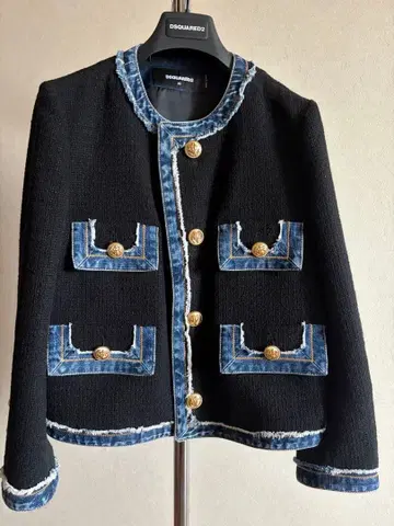 DSQUARED2 노카라 자켓 블랙/데님