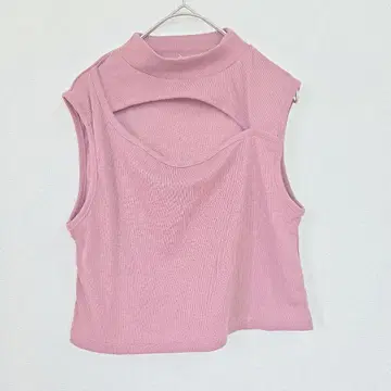 SUREVE 슈레브 핑크 컷 아웃 탱크탑 슬리브리스 L