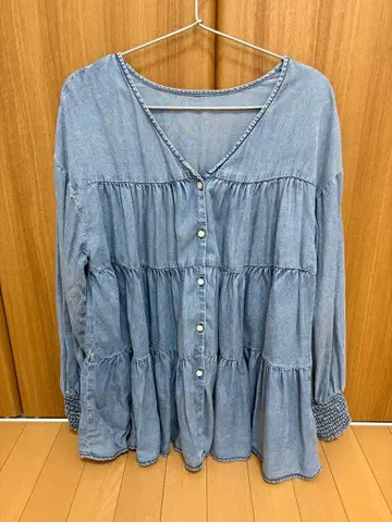 에어리 릴랙스 데님 블라우스 세코