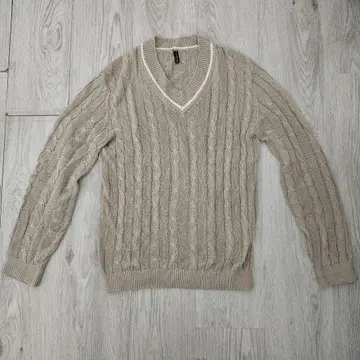 트렌타세탄타 베이지 V넥 칠드런 니트