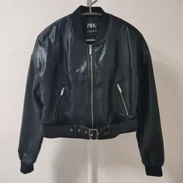 ZARA 블랙 인조 가죽 싱글 라이더 자켓