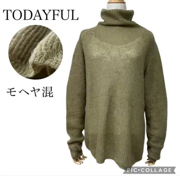 TODAYFUL 투데이풀 소프트모헤어 터틀 니트 올리브 모헤어