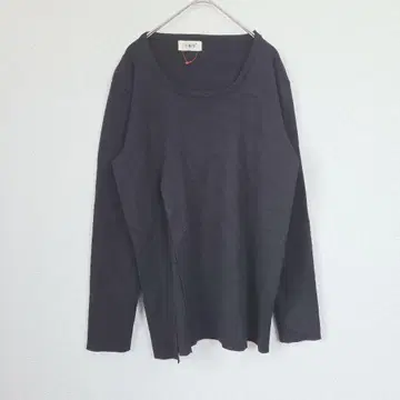 코토타쿠 니트 리브 긴팔 밑단 슬릿 심플 무지 여성용