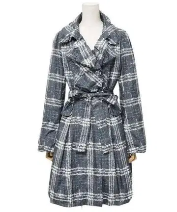 투 비 시크 체크 무늬 솜 라이너 스프링 코트 벨티드 코트