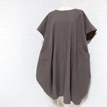 0079 원피스 롱 기장 보트넥 벌룬 실루엣 포켓