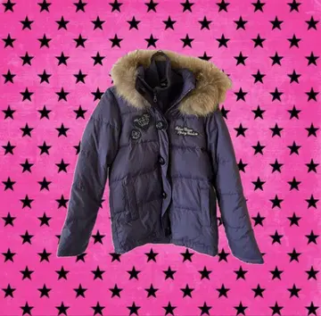 Y2k 헤이세이 여자아이 보라색 퍼 달린 다운 자켓