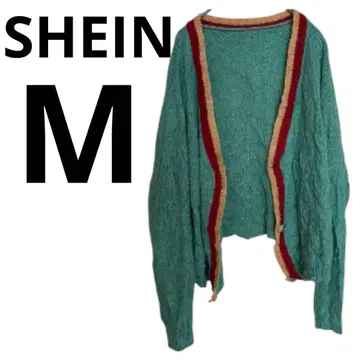 SHEIN M 민트 그린 케이블 짜임 가디건