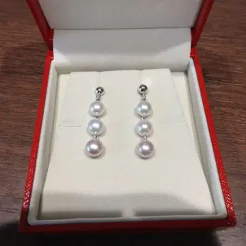 3연 펄 귀걸이 실버