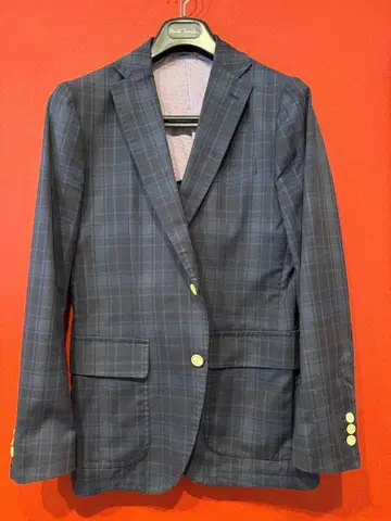 수트 컴퍼니 블루 계열 체크 자켓