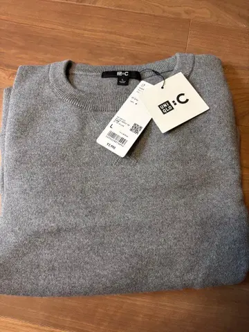 UNIQLO C 스무스 코튼 크루넥 스웨터 그레이 긴팔 L