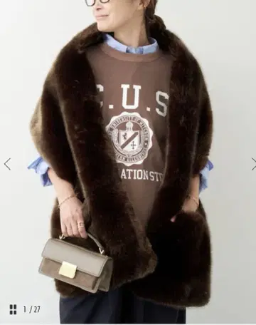 Spick & Span 별주 퍼 숄 브라운