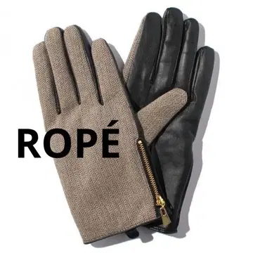 ROPE 모바일 콤비 가죽 장갑 해리스 트위드 헤링본 천연 가죽 장갑