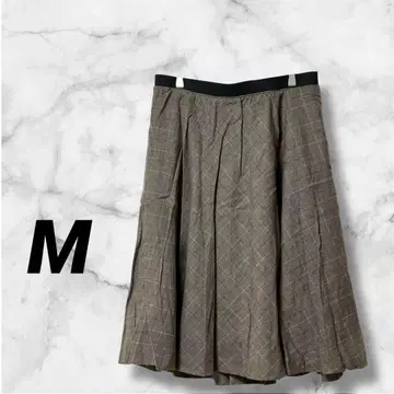 1056 플레어 스커트 미디 스커트 체크 무늬 허리밴딩 M