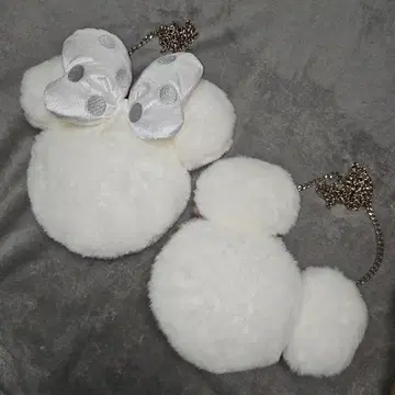 새상품급 디즈니 리조트 미키 미니 복슬복슬 퍼 미니백 페어