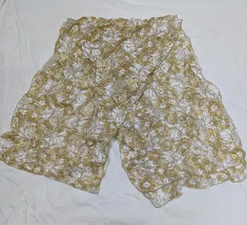 유행하는 화이트 골드 라메 주름 가공 레이스 오비 장식 천