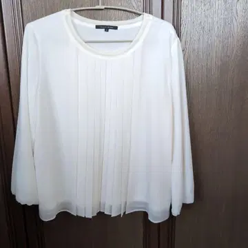 TRANS WORK 플리츠 긴팔 셔츠 40 화이트