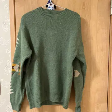 펜들턴 기하학 패턴 그린 니트 스웨터