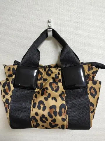 새상품급! 파피요네 스퀘어 수지 부품 토트 Shopping 레오파드 무늬