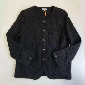 ARMEN 코튼 퀼팅 노카라 자켓 블랙 사이즈 1