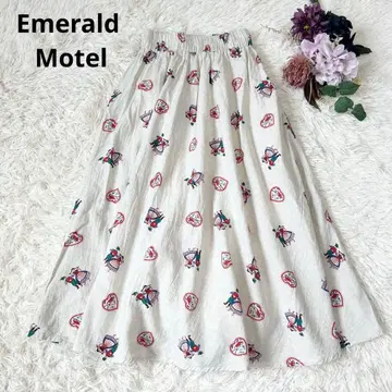 Emerald Motel 에메랄드 모텔 티롤리안 패턴 롱 스커트 마 혼방