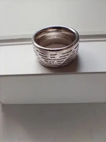 EMPORIO ARMANI 로고 와이드 반지 실버925