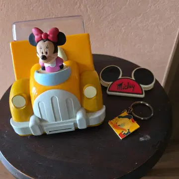 미니 마우스 자동차 모양 수납 박스 키링 포함