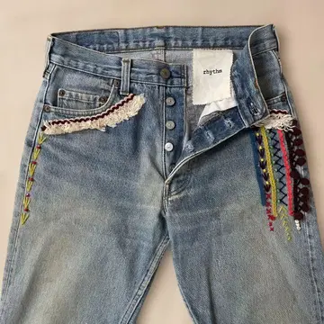 LEVI'S 501 x rhythm 레어 자수 데님