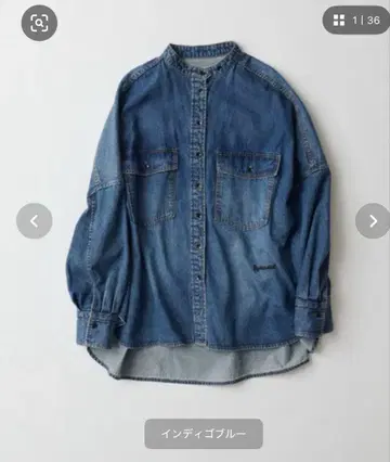 퓨어세신 빈티지 라이크 데님 밴드 카라 셔츠