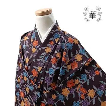 710 화 워셔블 기모노 이중 기모노 꽃 보라색