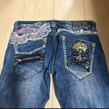 RED PEPPER 로우라이즈 플레어 팬츠 Y2K 펑크 v 그런지