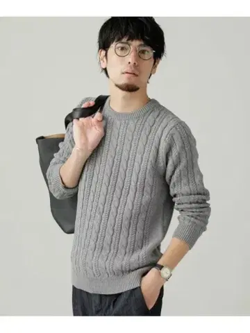 실크 블렌드 코튼 케이블 니트 나노 유니버스 M 사이즈 그레이
