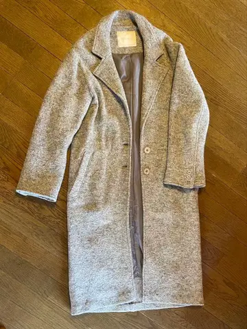 그레이 울 혼방 롱 코트