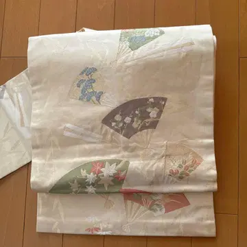 부채 패턴 나고야 오비 실크제