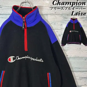 [레어] champion 하프 지퍼 두꺼운 플리스 풀오버 L