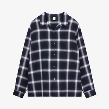 FRONT11201 Navy Ombre Check Rayon SHIRT
