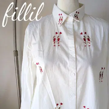 피릴 댄스 자수 오버 사이즈 화이트 셔츠 긴 길이 튜닉으로도