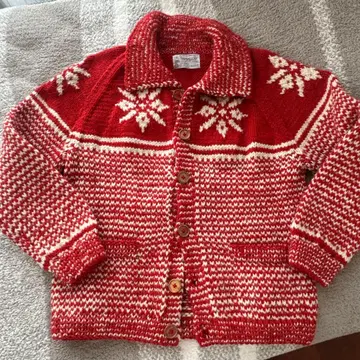 INVERALLAN 인버아란 노르딕 무늬 가디건 빨간색