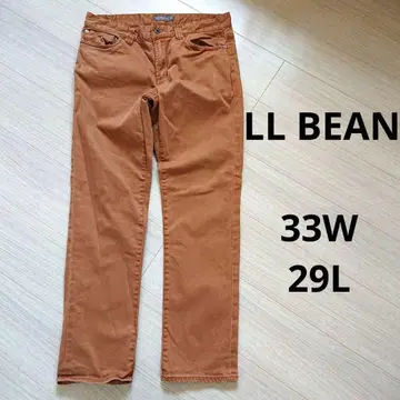 LLBean 슬림 스트레이트 브라운 팬츠 남성용 33 청바지 브라운