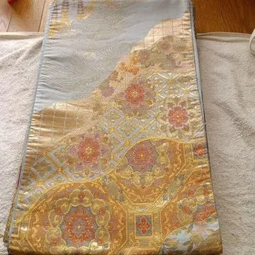 골드 컬러 꽃무늬 후쿠로 오비