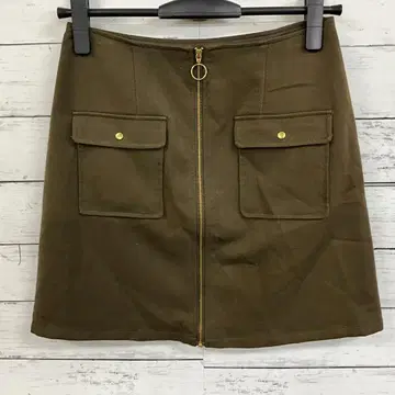 [ CECIL McBEE ] 카키 스커트 프론트 지퍼 포켓 S