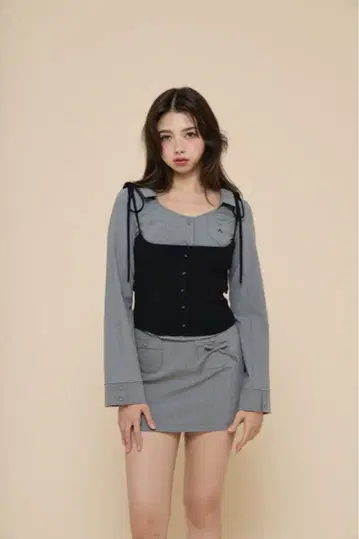 andmary Maya blouse knit set up gray