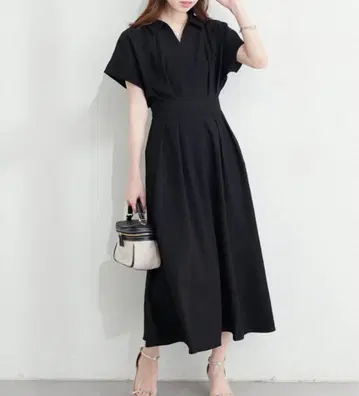 natural couture 스키퍼 카라 플레어 소매 원피스