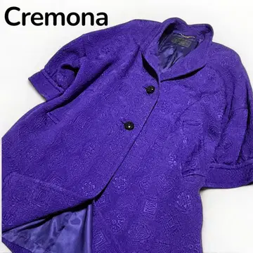 Cremona 크레모나 실크 혼방 울 코트 9호 퍼플 올 패턴 롱 기장