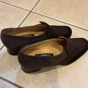 요시노야 블랙 다크 브라운 그레이 콤비 스웨이드 로퍼