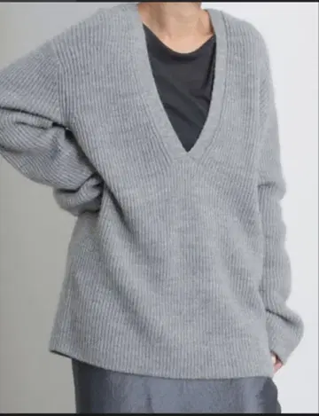 Demi-Luxe BEAMS V넥 니트 그레이 ONE SIZE