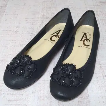 새상품급 23.5cm Beau Fort 비쥬 장식 플랫슈즈 일본제 폭넓음